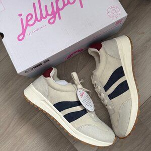 Jellypop Emerie Bone Sneakers Navy Stripe Vegan Shoes Size 8